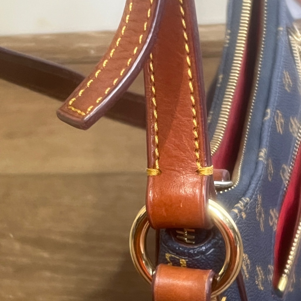 Dooney & Bourke Great Signature Kiley Small Hobo Crossbody, Navy, Leather, Zip - Picture 11 of 16